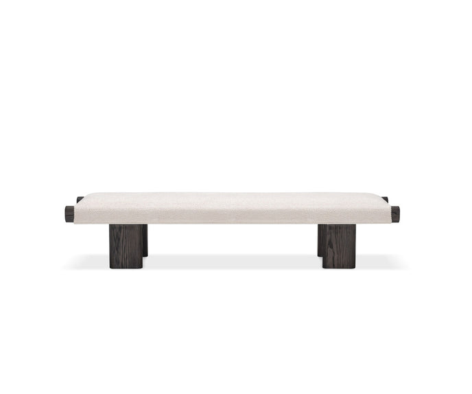 Molteni&C Tibeau upholstered bedroom bench with solid wood frame designed by GamFratesi.