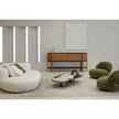 Monaco coffee table by Rugiano with a hand-hammered bronze base and sculptural top.