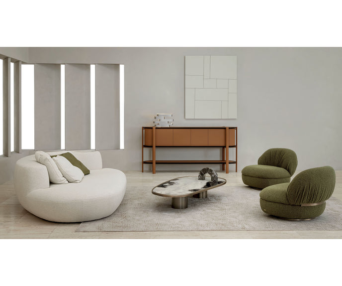 Monaco coffee table by Rugiano with a hand-hammered bronze base and sculptural top.