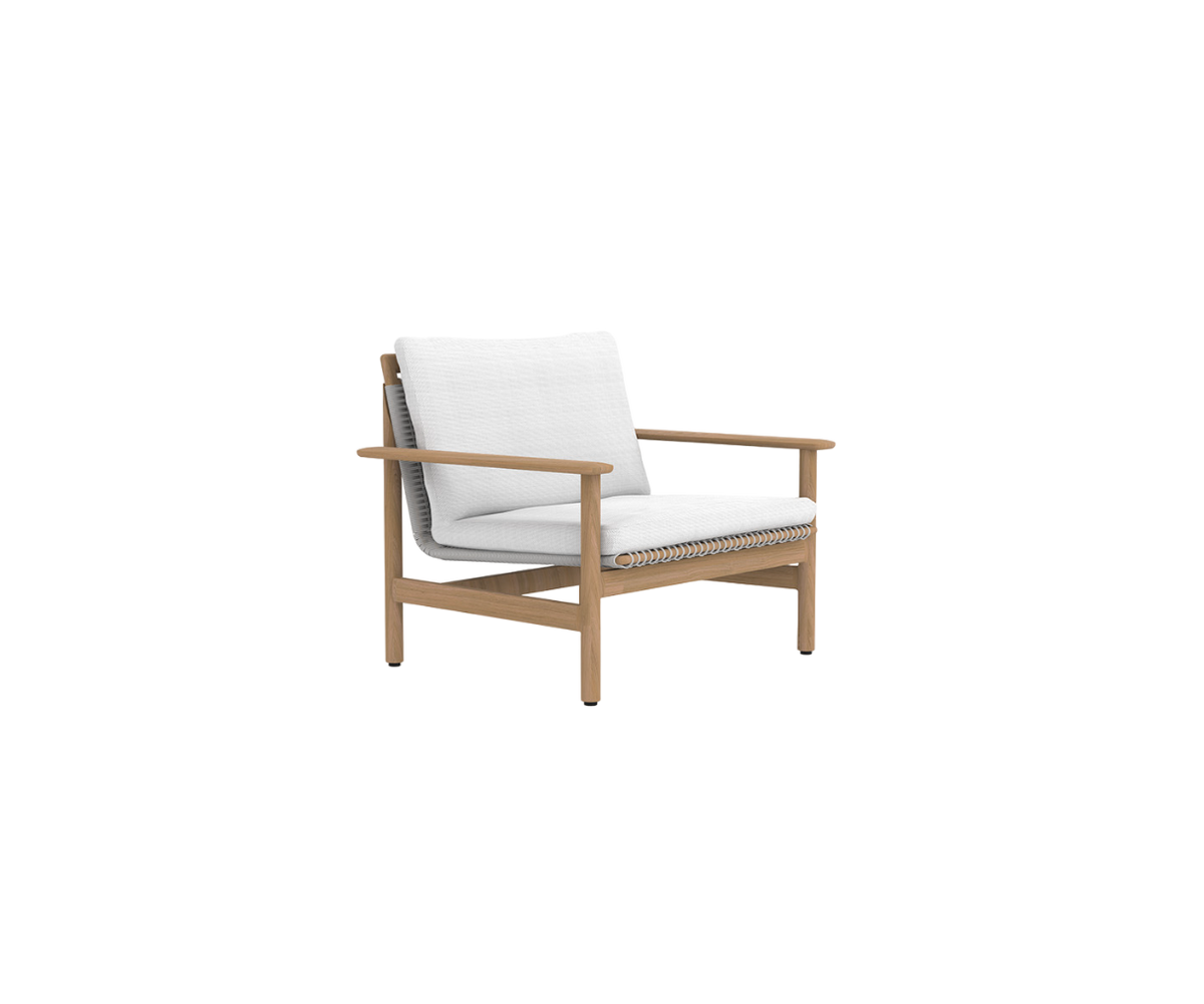 Contemporary Montauk Outdoor Lounge Chair by Danao | Luxury Teak Frame and Woven Fiber Design | Casa Design Group