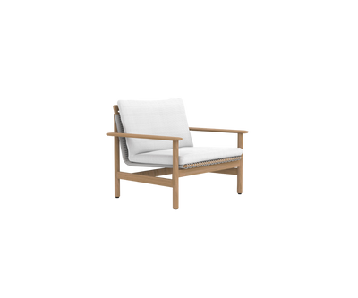 Contemporary Montauk Outdoor Lounge Chair by Danao | Luxury Teak Frame and Woven Fiber Design | Casa Design Group