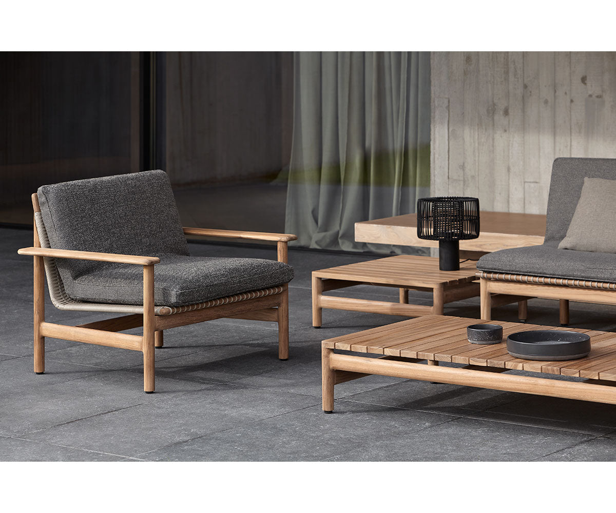 Contemporary Montauk Outdoor Lounge Chair by Danao | Luxury Teak Frame and Woven Fiber Design | Casa Design Group