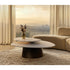 Move Coffee Table by Draenert with rotating natural stone tops and a conical metal base.