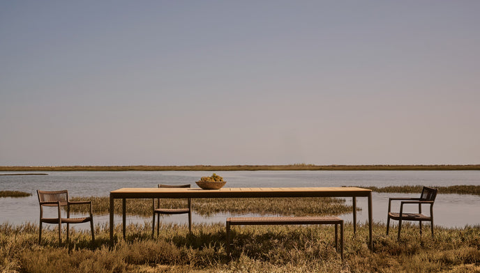 Nagomi modern woven bench by INODA+SVEJE for Tribù | Casa Design Group