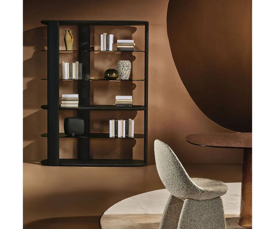 Inlay Bookcase by Naturedesign with Solid Wood Structure and Cast Glass Shelves | Casa Design Group