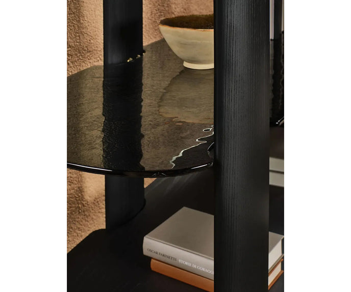 Inlay Bookcase by Naturedesign with Solid Wood Structure and Cast Glass Shelves | Casa Design Group
