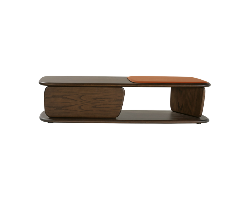 Naturedesign Litha Bench with storage drawer and optional leather seat cushion.