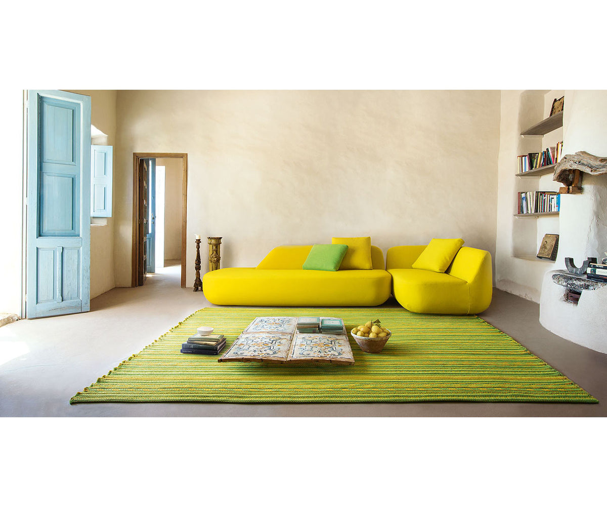 Transitional Navajo outdoor rug by Paola Lenti with Braided Design in a Single Mélange Color Casa Design Group