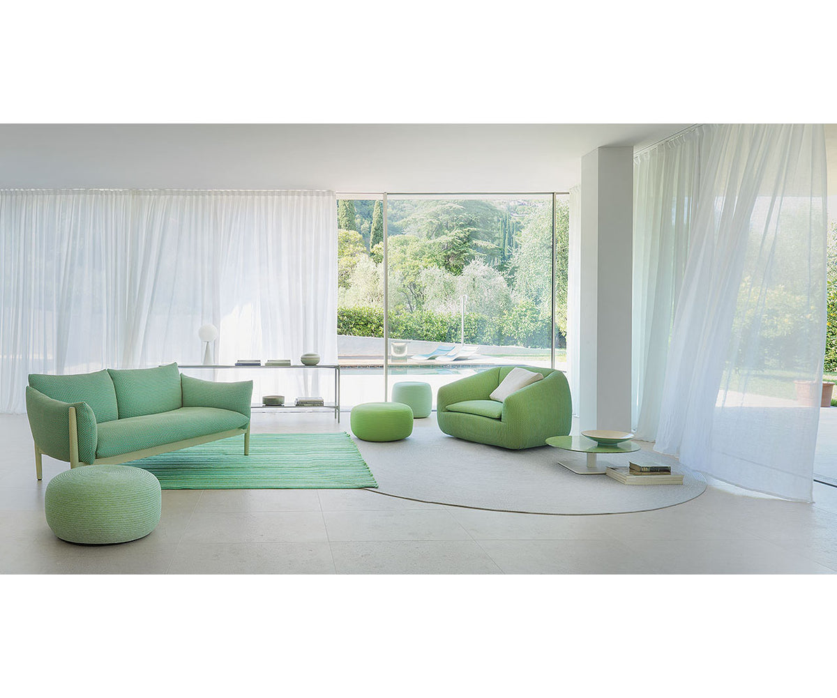 Transitional Navajo outdoor rug by Paola Lenti with Braided Design in a Single Mélange Color Casa Design Group