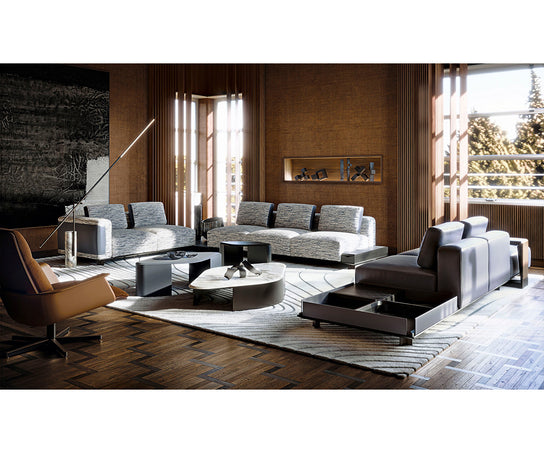 Nereide Sectional Sofa by Giorgetti modular Italian sectional with solid ash wood platform and contemporary design | Casa Design Group