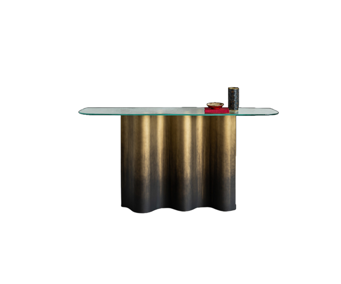 Luxury Nettuno Console by Cattelan Italia with sculptural steel base – Casa Design Group