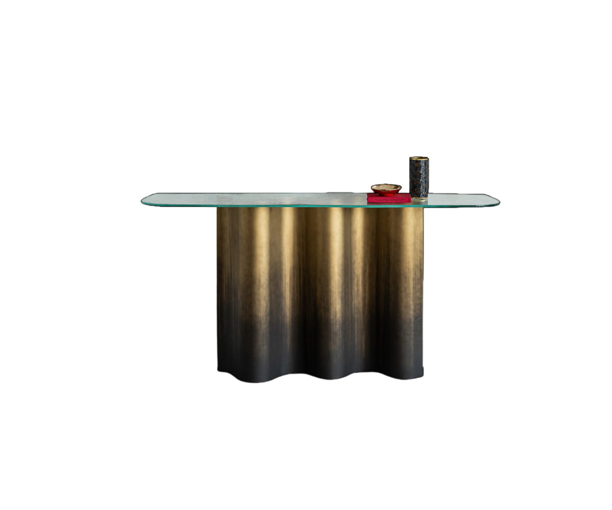 Luxury Nettuno Console by Cattelan Italia with sculptural steel base – Casa Design Group