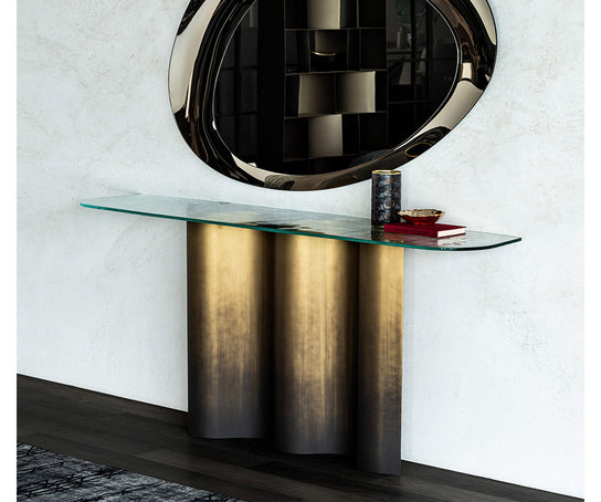 Luxury Nettuno Console by Cattelan Italia with sculptural steel base – Casa Design Group