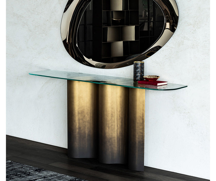 Luxury Nettuno Console by Cattelan Italia with sculptural steel base – Casa Design Group