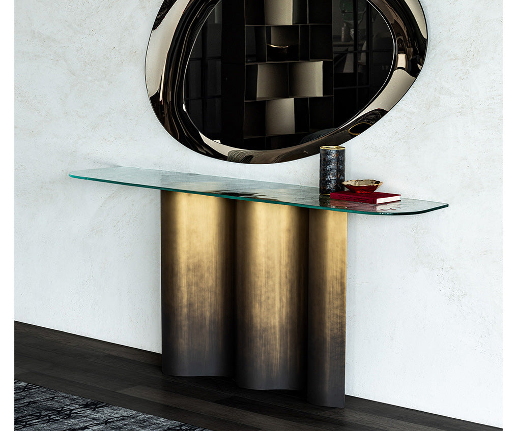 Luxury Nettuno Console by Cattelan Italia with sculptural steel base – Casa Design Group