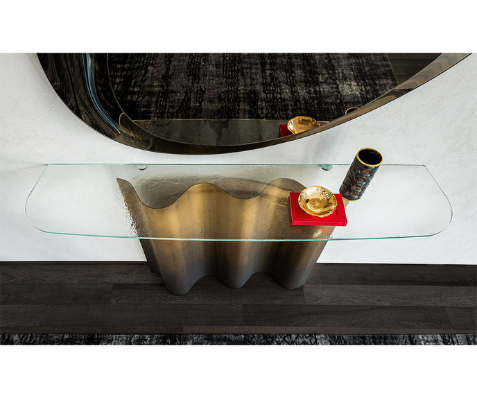 Luxury Nettuno Console by Cattelan Italia with sculptural steel base – Casa Design Group