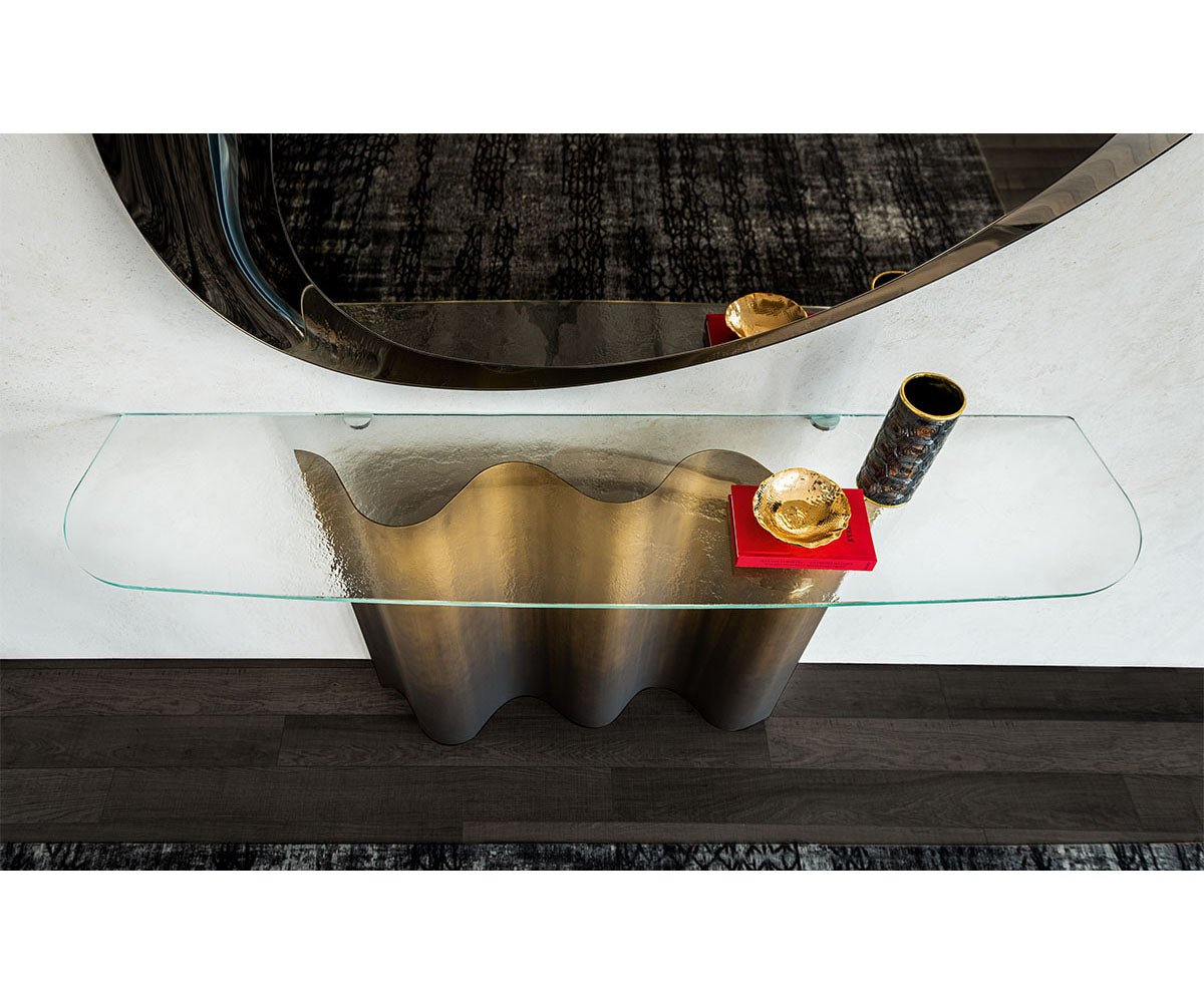 Luxury Nettuno Console by Cattelan Italia with sculptural steel base – Casa Design Group