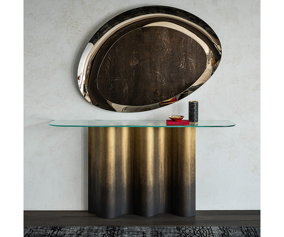 Luxury Nettuno Console by Cattelan Italia with sculptural steel base – Casa Design Group