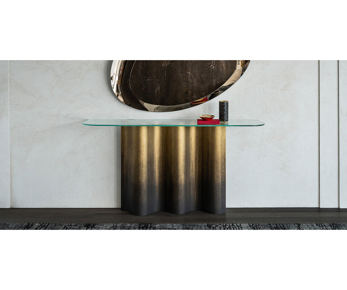 Luxury Nettuno Console by Cattelan Italia with sculptural steel base – Casa Design Group