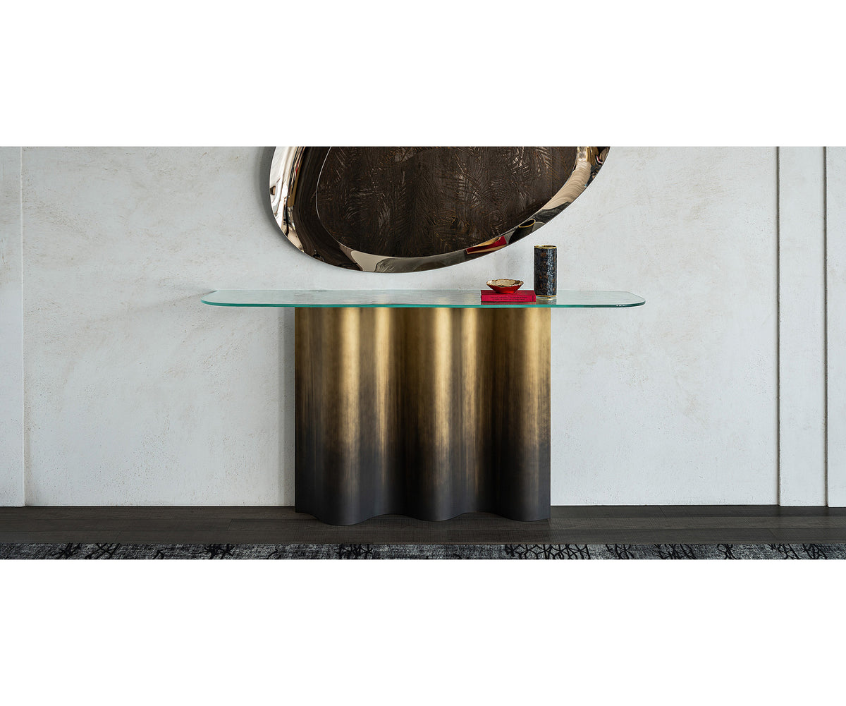 Luxury Nettuno Console by Cattelan Italia with sculptural steel base – Casa Design Group