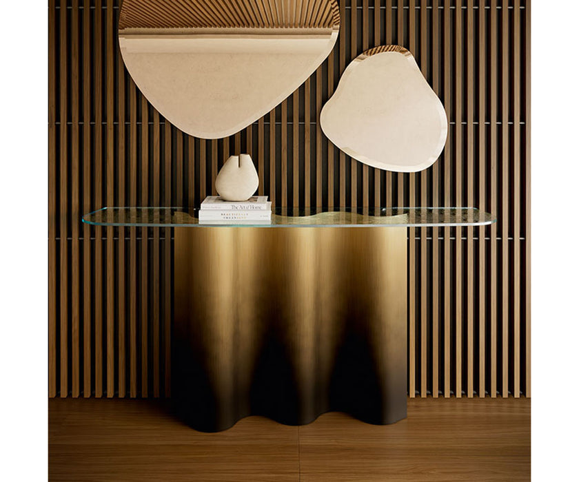 Luxury Nettuno Console by Cattelan Italia with sculptural steel base – Casa Design Group