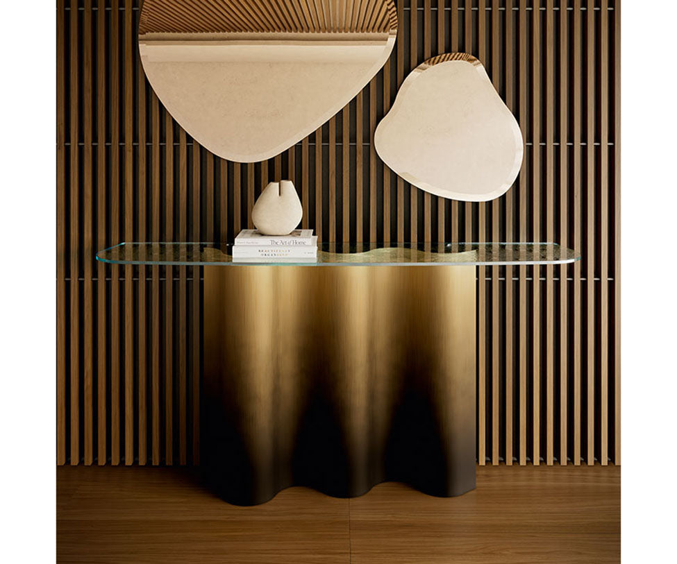 Luxury Nettuno Console by Cattelan Italia with sculptural steel base – Casa Design Group
