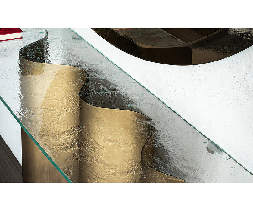 Luxury Nettuno Console by Cattelan Italia with sculptural steel base – Casa Design Group