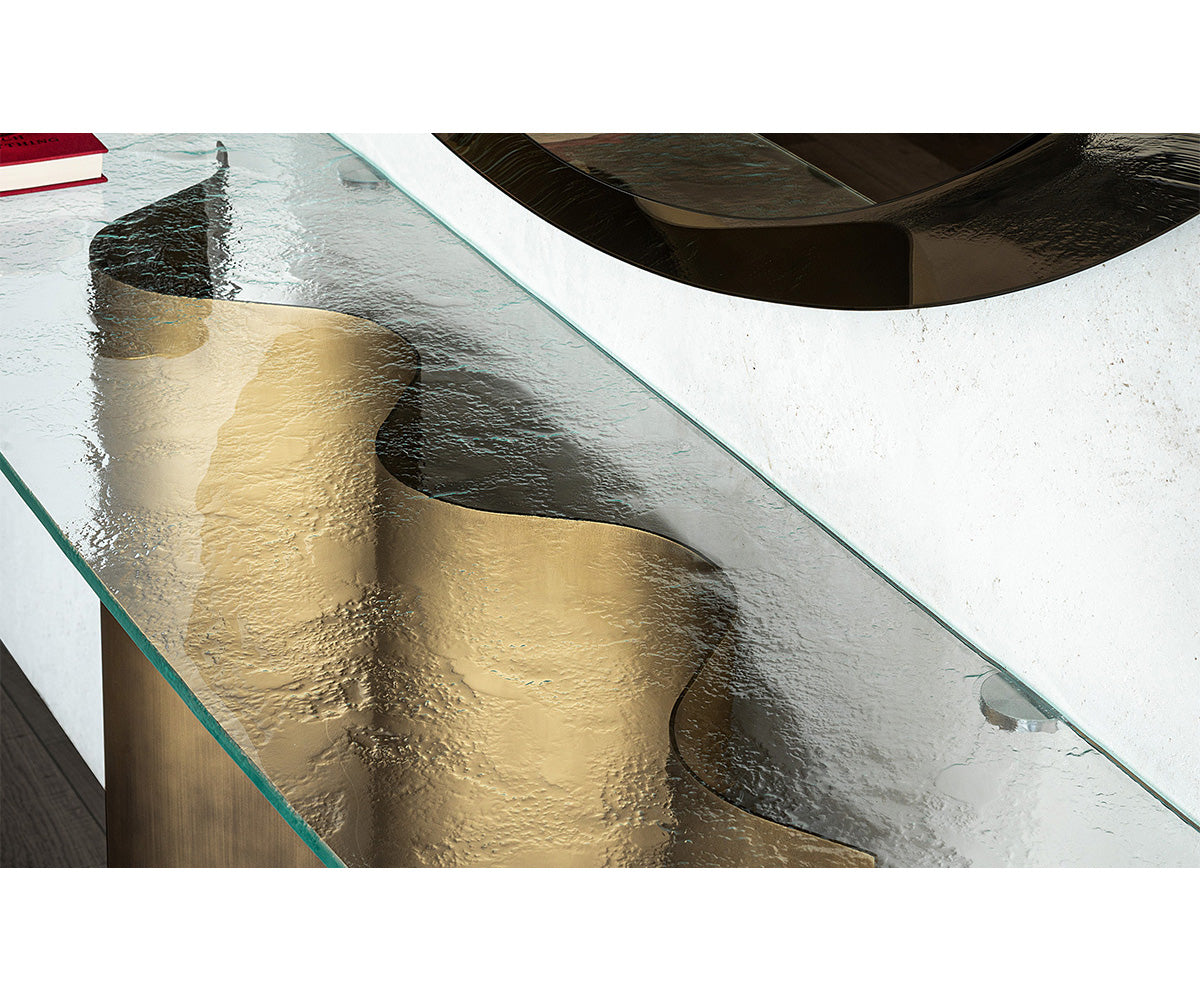 Luxury Nettuno Console by Cattelan Italia with sculptural steel base – Casa Design Group