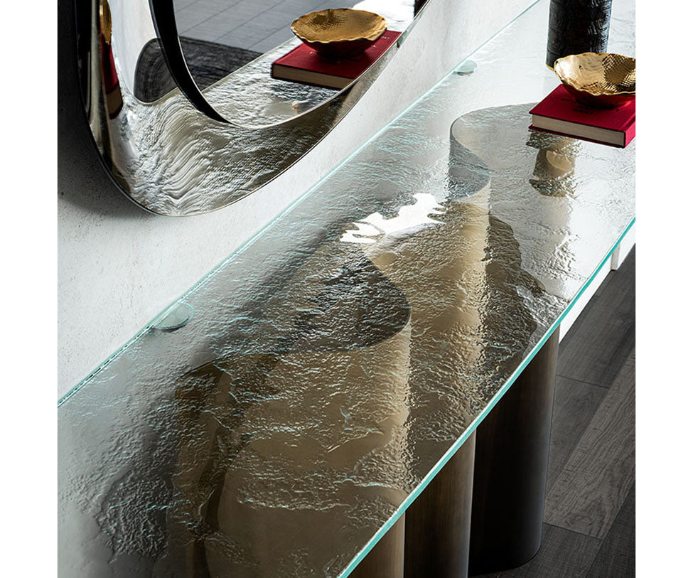 Luxury Nettuno Console by Cattelan Italia with sculptural steel base – Casa Design Group