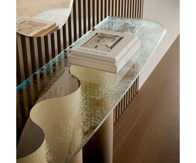 Luxury Nettuno Console by Cattelan Italia with sculptural steel base – Casa Design Group