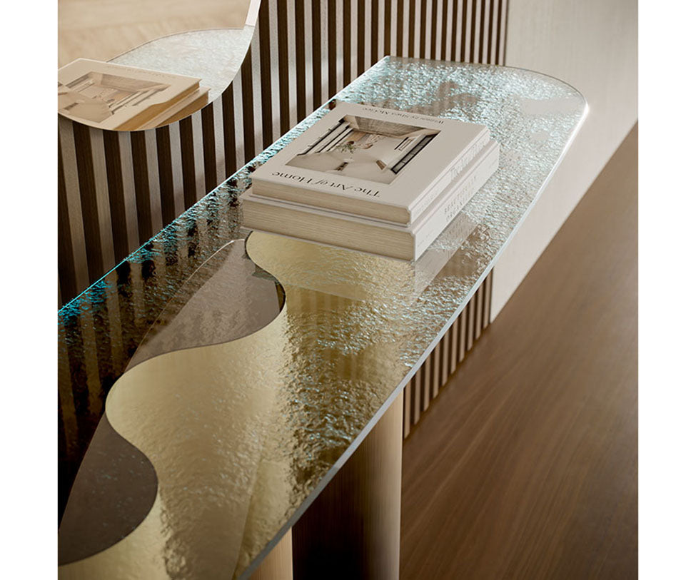 Luxury Nettuno Console by Cattelan Italia with sculptural steel base – Casa Design Group