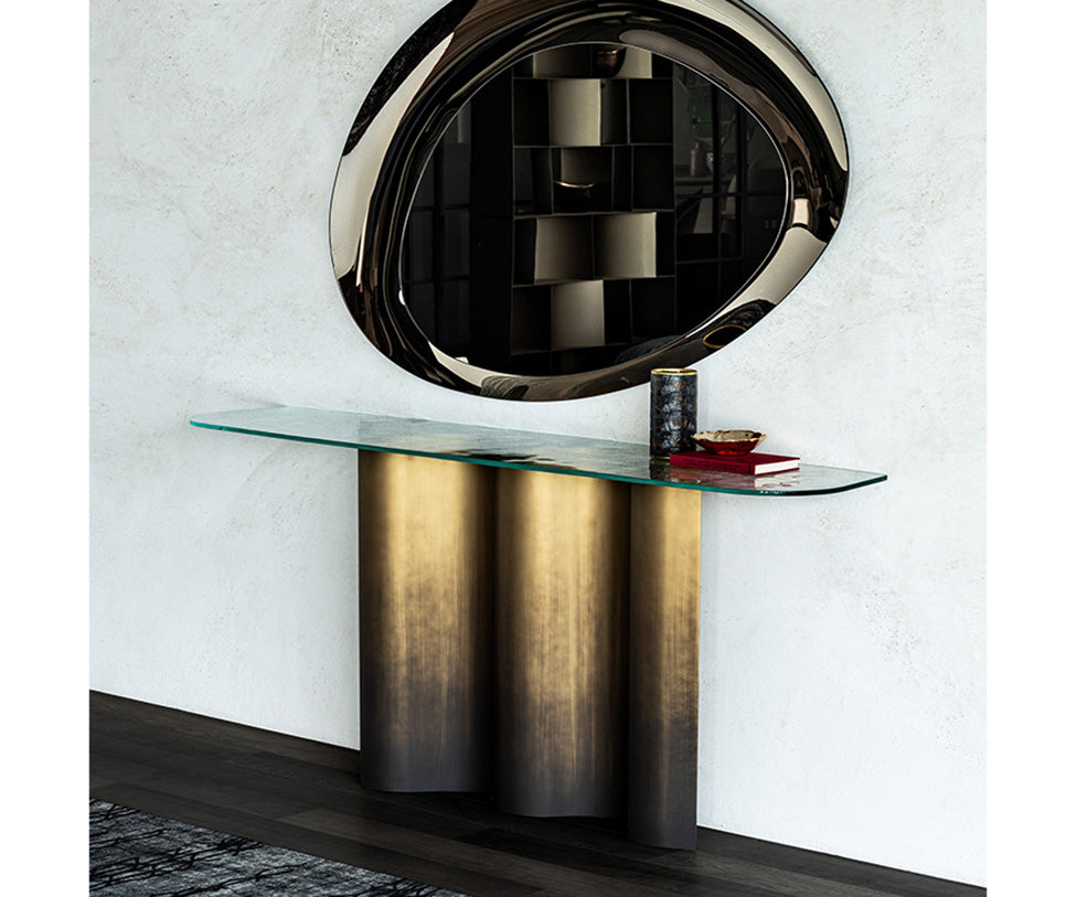 Luxury Nettuno Console by Cattelan Italia with sculptural steel base – Casa Design Group