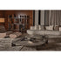 Noah organic coffee table by Rugiano with a sculptural stone top and minimalist base.
