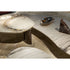 Noah organic coffee table by Rugiano with a sculptural stone top and minimalist base.