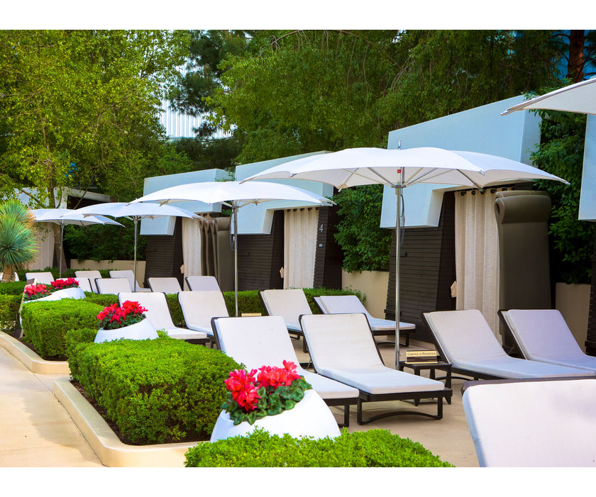 Modern Tuuci Ocean Master M1 Crescent Umbrella, polished rib details and elegant canopy – Casa Design Group