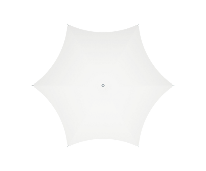 Modern Tuuci Ocean Master M1 Crescent Umbrella, polished rib details and elegant canopy – Casa Design Group