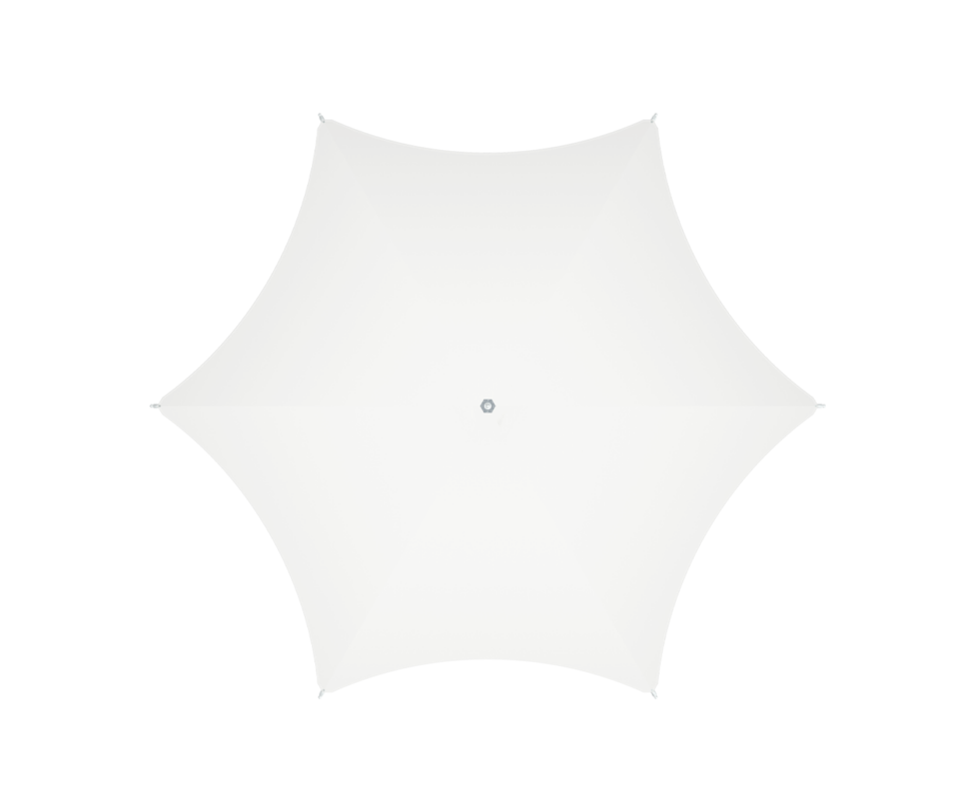 Modern Tuuci Ocean Master M1 Crescent Umbrella, polished rib details and elegant canopy – Casa Design Group