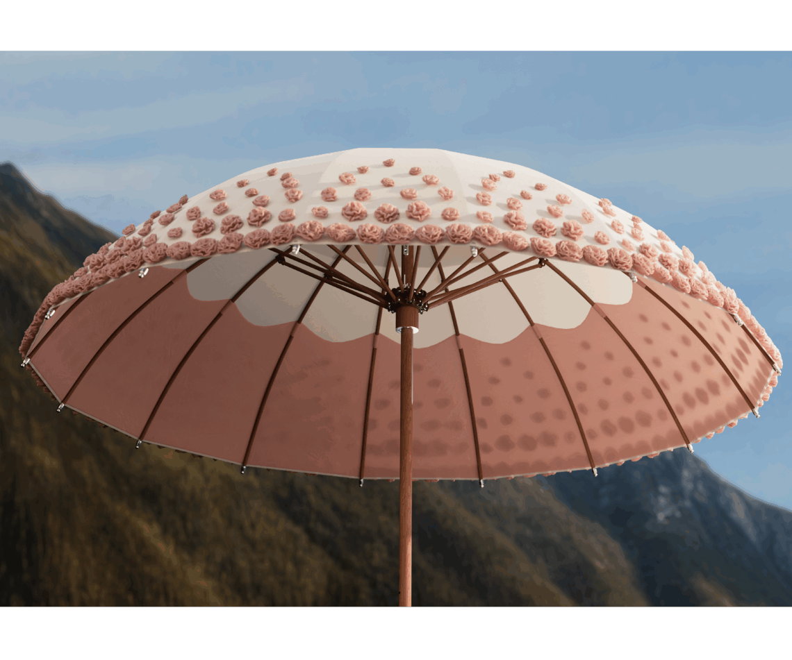 Tuuci Ombré Blossom Bolero Umbrella with hand-tufted outdoor blossoms – Casa Design Group