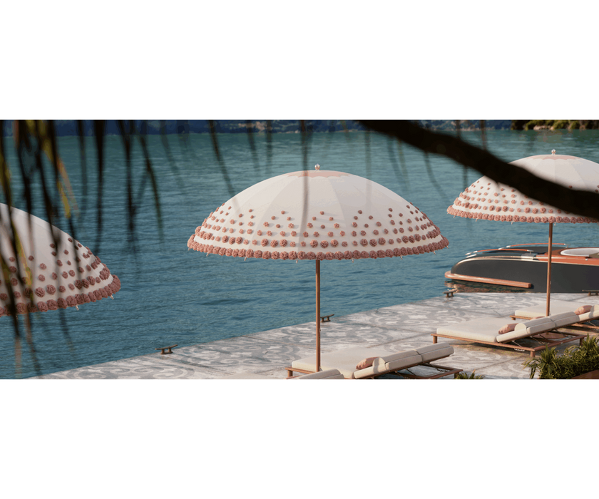 Tuuci Ombré Blossom Bolero Umbrella with hand-tufted outdoor blossoms – Casa Design Group