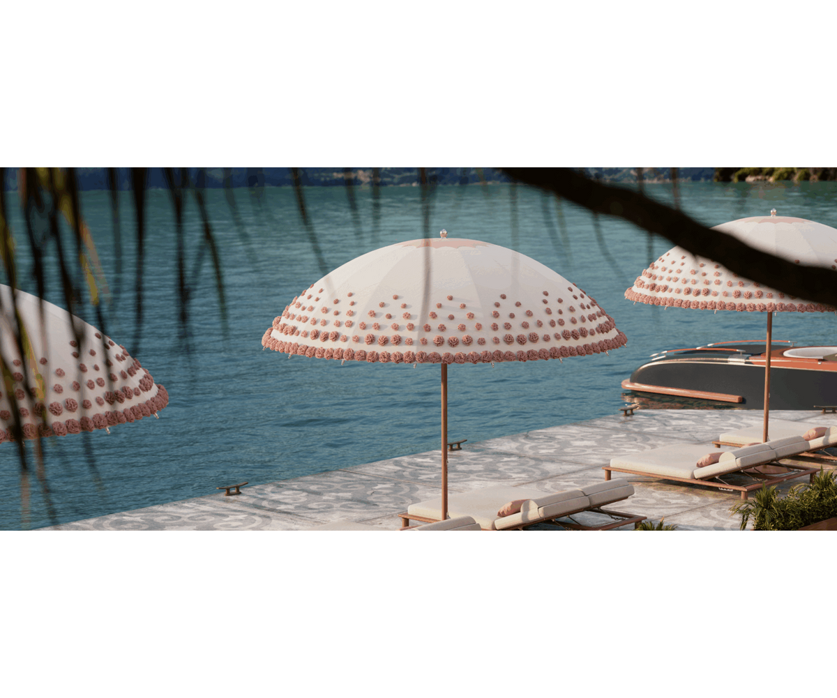 Tuuci Ombré Blossom Bolero Umbrella with hand-tufted outdoor blossoms – Casa Design Group
