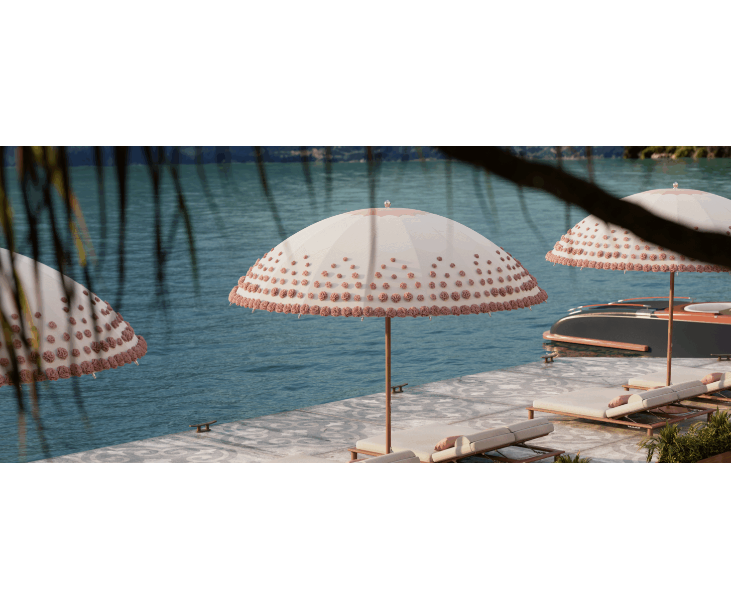 artistic patio umbrellas Tuuci Ocean Master Max Bolero Ombré Blossom Umbrella | Luxury Sculptural Parasol | Artistic Outdoor Shade