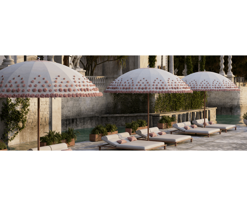 Tuuci Ombré Blossom Bolero Umbrella with hand-tufted outdoor blossoms – Casa Design Group