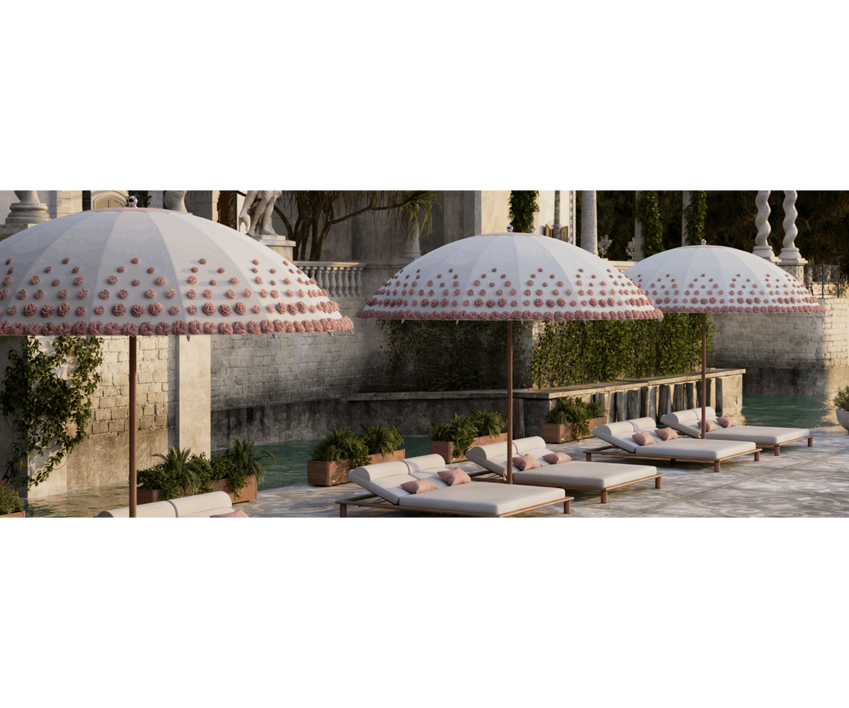Tuuci Ombré Blossom Bolero Umbrella with hand-tufted outdoor blossoms – Casa Design Group