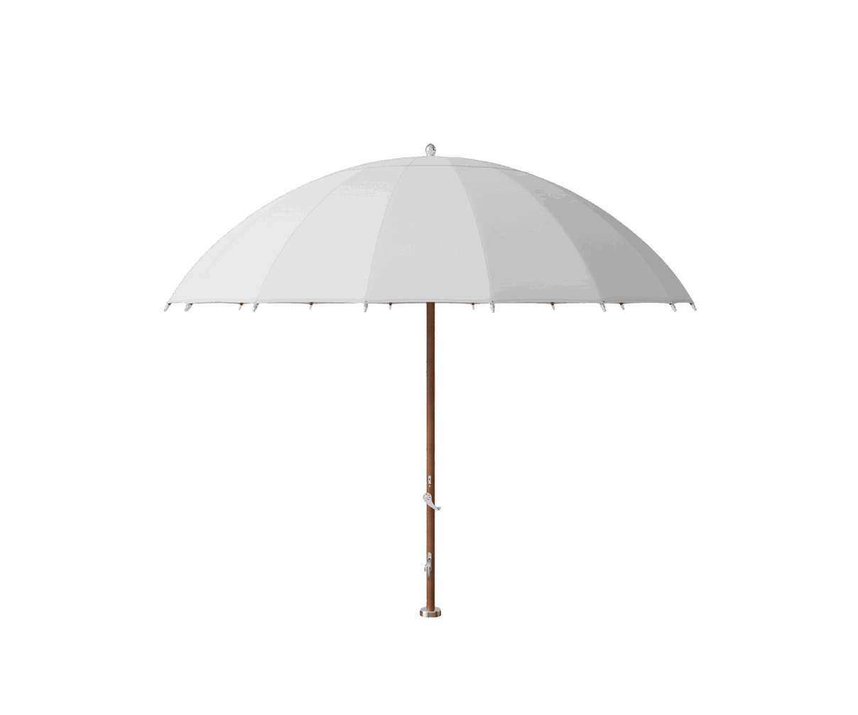 Modern outdoor Bolero parasol by Tuuci featuring curved ribs and titanium mast – Casa Design Group