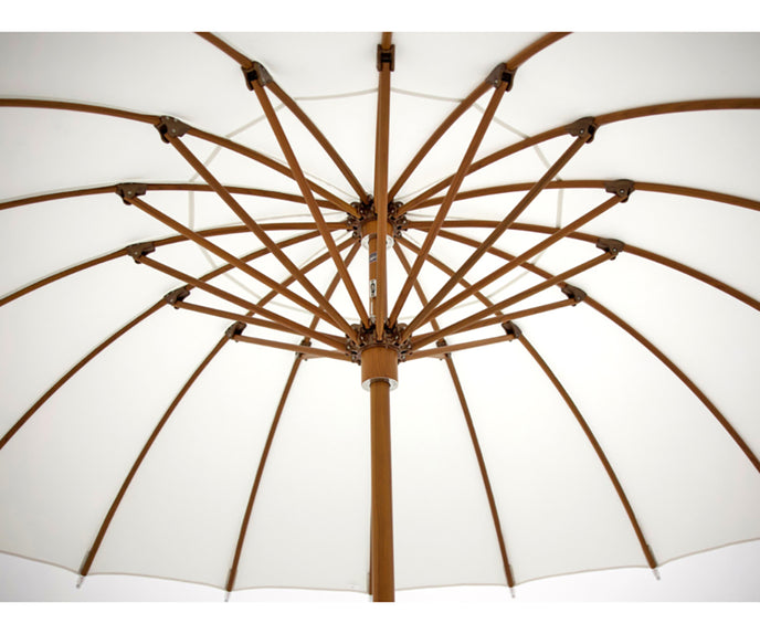 Modern outdoor Bolero parasol by Tuuci featuring curved ribs and titanium mast – Casa Design Group