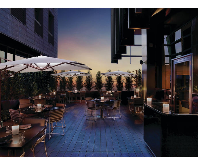Durable marine-grade cantilever parasol by Tuuci – Casa Design Group