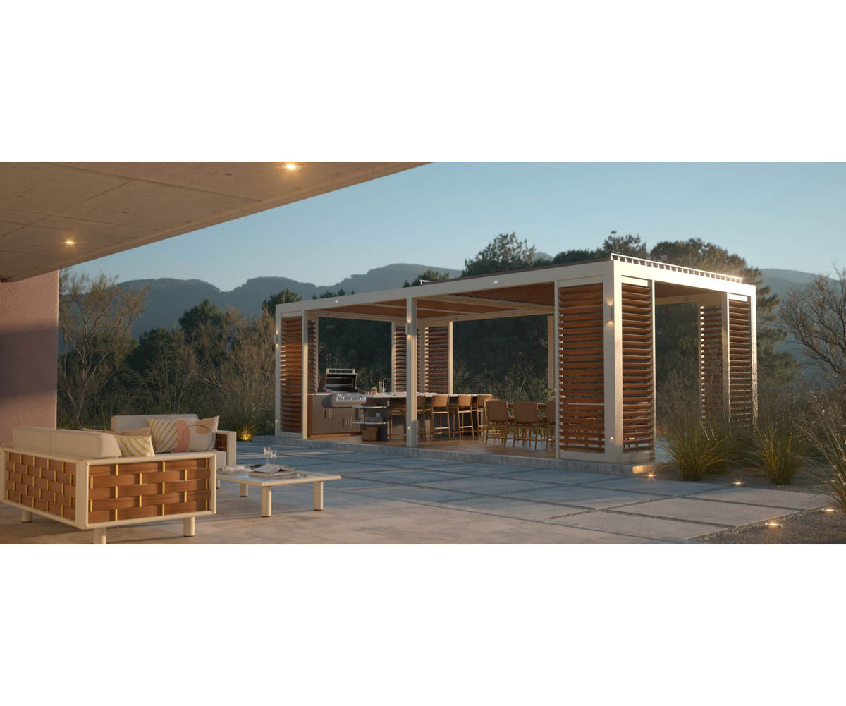 Luxury Tuuci Solanox Pergola with customizable walls and lighting Casa Design Group