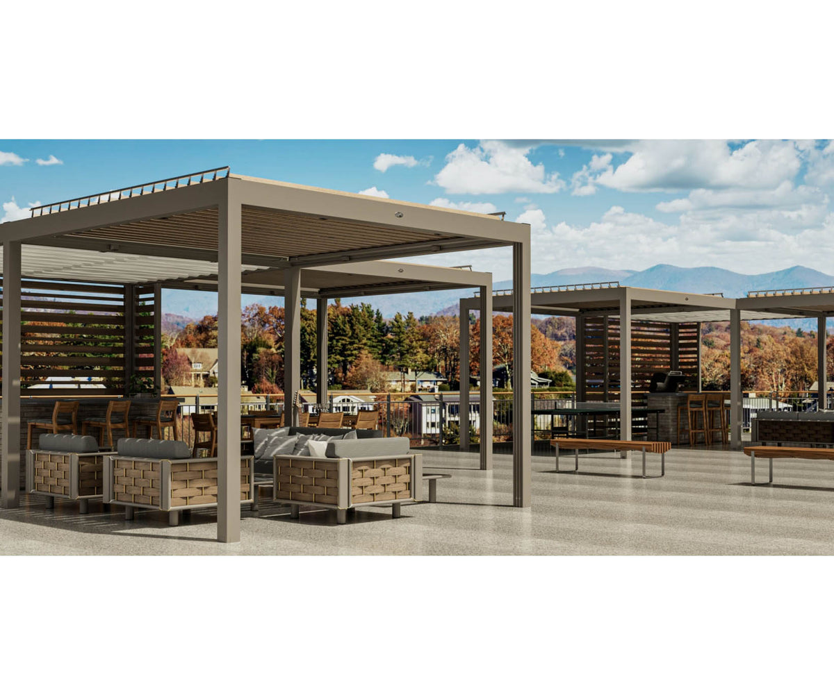 Luxury Tuuci Solanox Pergola with customizable walls and lighting Casa Design Group