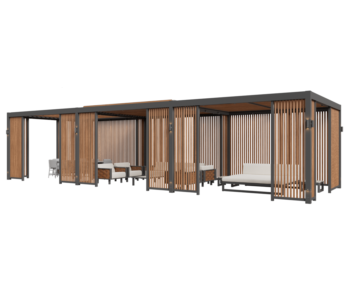 Luxury Tuuci Solanox Pergola with customizable walls and lighting Casa Design Group