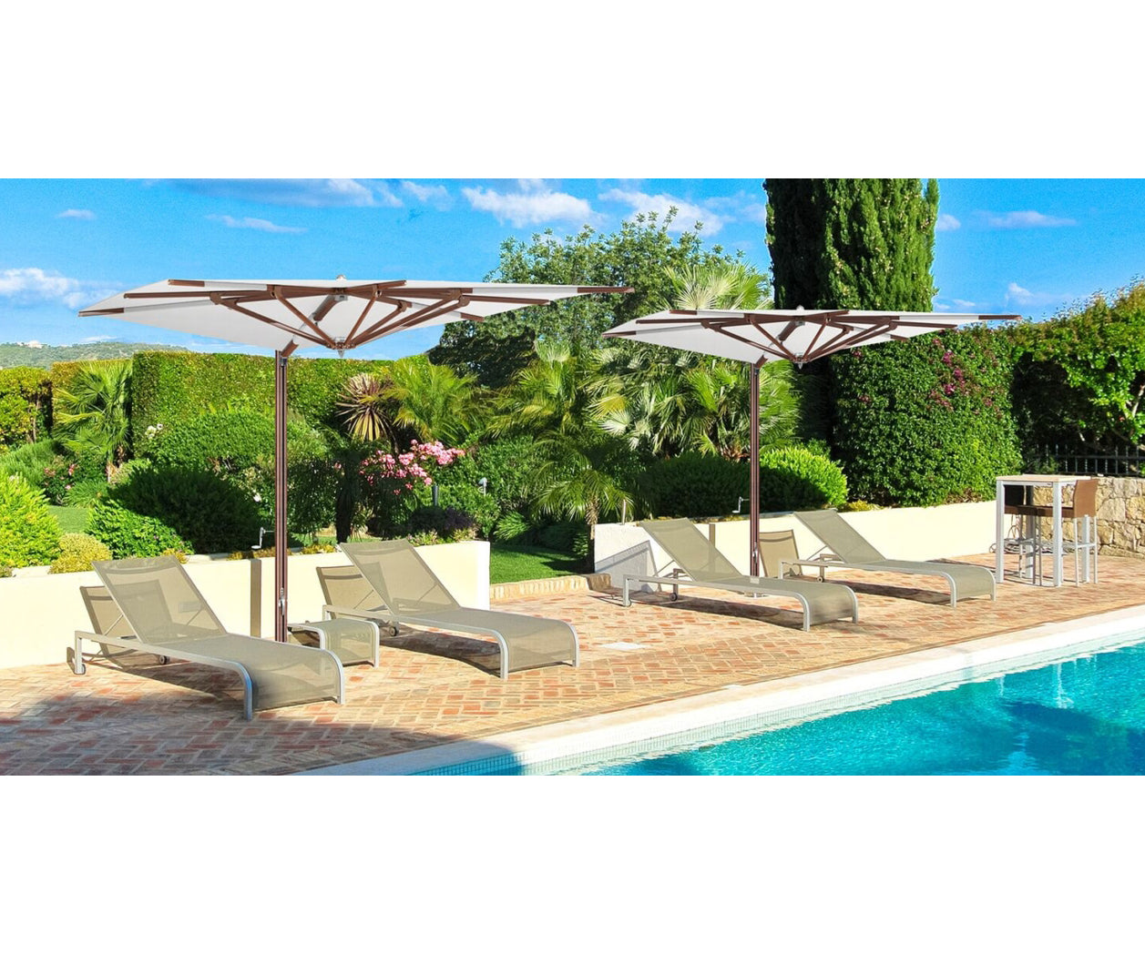 Luxury Zero Horizon Cantilever Umbrella by Tuuci with sleek horizontal canopy – Casa Design Group